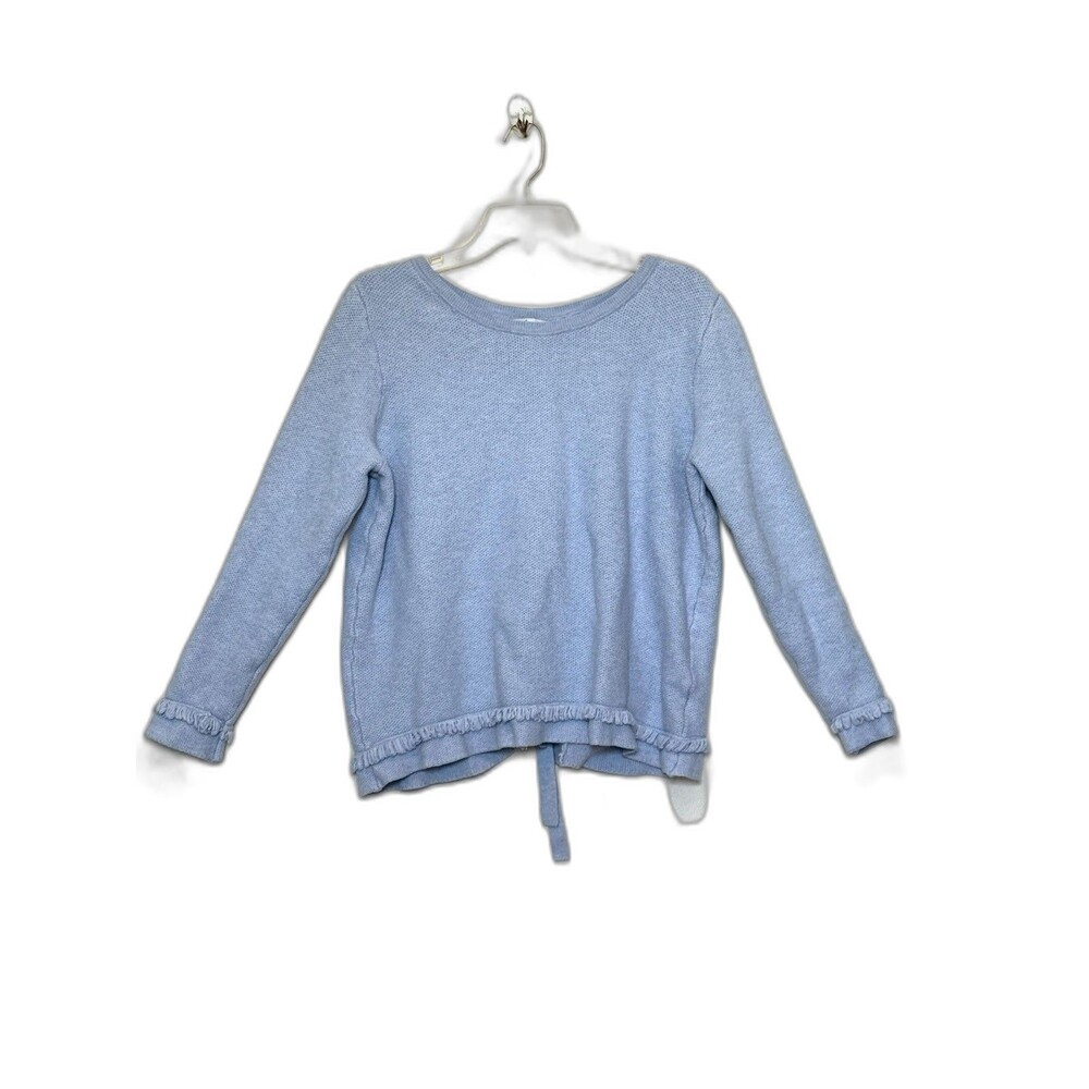 Olivia Warren Light Blue Sweater Short Fringe Trim Size  XL Boho Chic